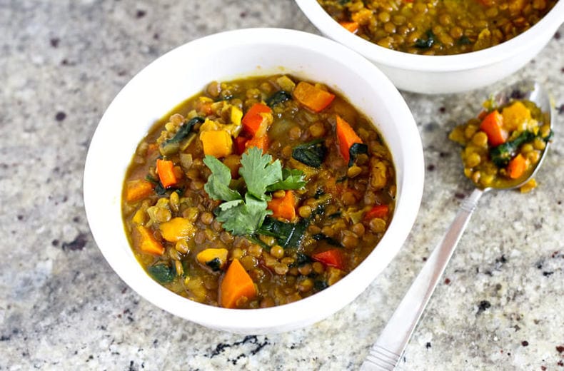 Curried Butternut Squash and Lentil Soup