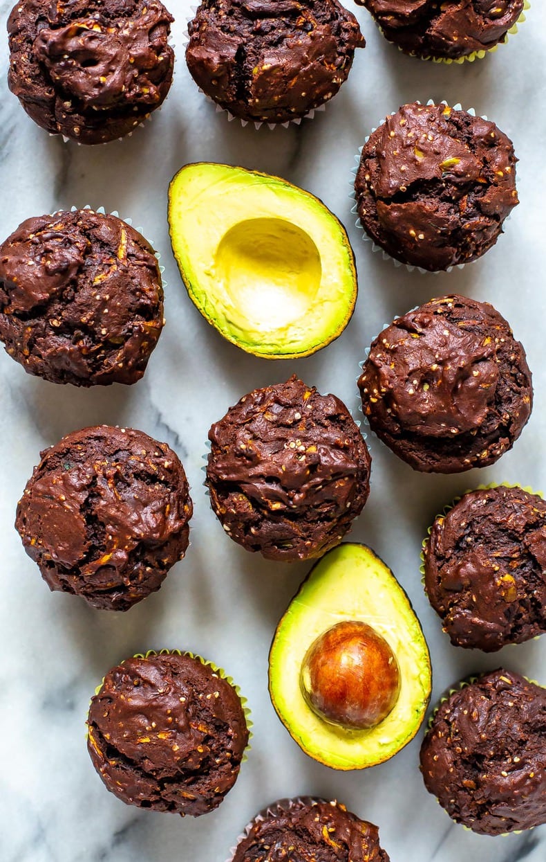 Avocado Zucchini Chocolate Muffins