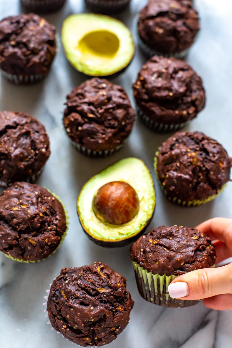 Avocado Zucchini Chocolate Muffins