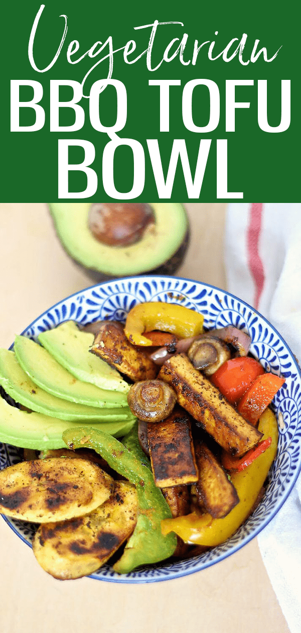 This BBQ Tofu Bowl is full of Caribbean flavours and fresh veggies – it’s inspired by one of my favourite restaurants, One Love Vegetarian. #bbqtofu #caribbeaninspired