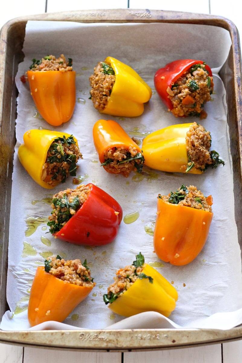 Quinoa and Turkey Stuffed Mini Bell Peppers