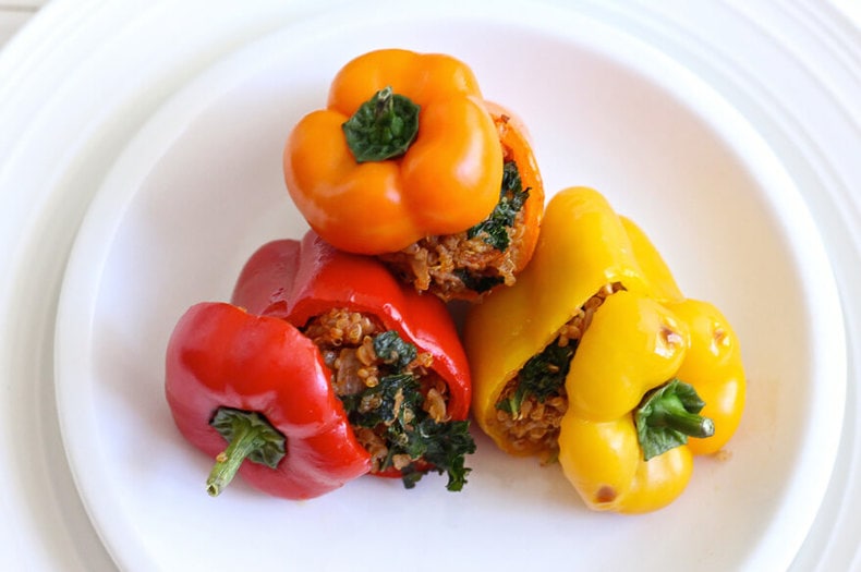 Quinoa and Turkey Stuffed Mini Bell Peppers