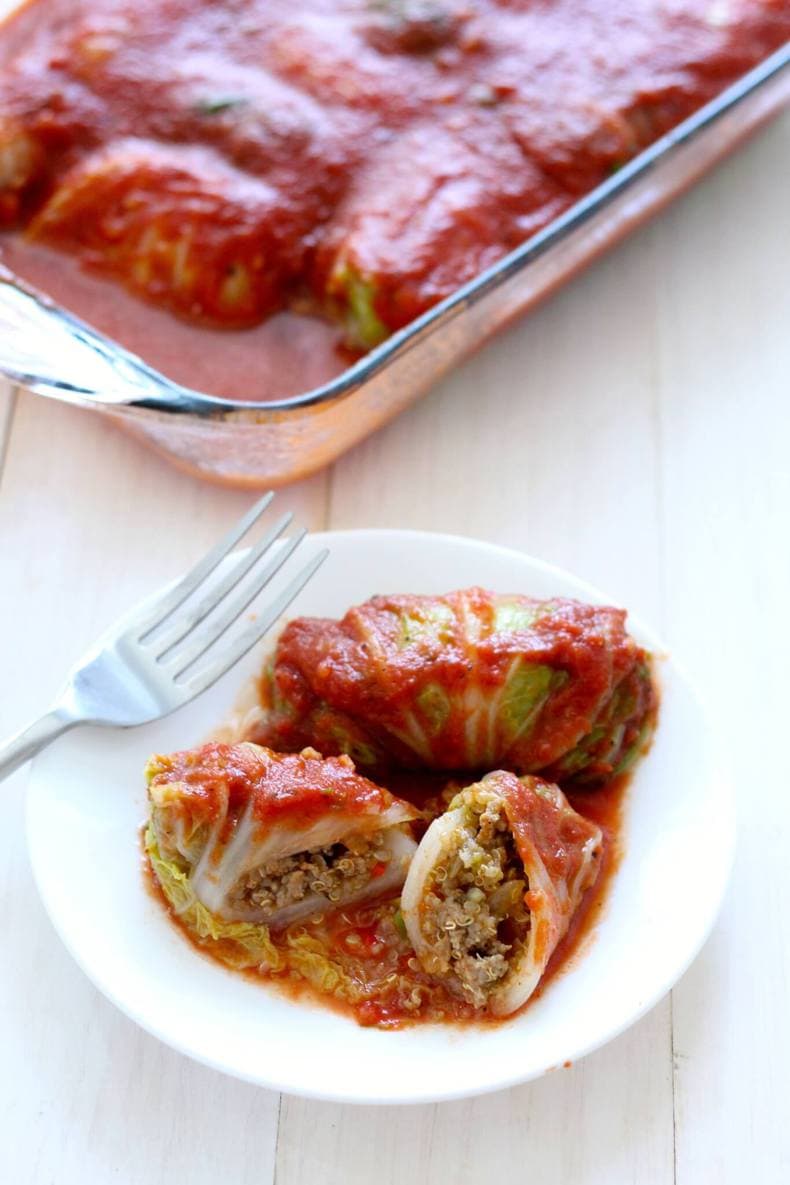 Healthier Napa Cabbage Rolls with Quinoa