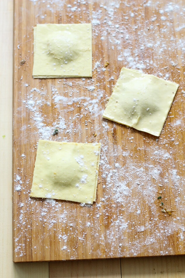 Butternut Squash Ravioli in a Red Pepper Cream Sauce