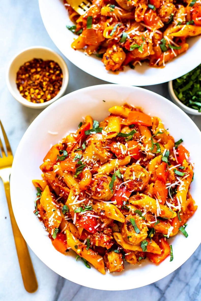 One Pot Spicy Penne Arrabiata - The Girl on Bloor