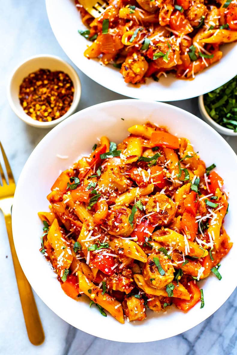 One Pot Spicy Penne Arrabiata - The Girl on Bloor