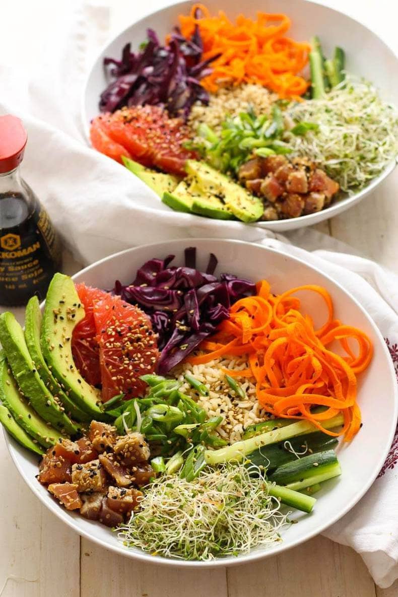 Easy Tuna Steak Poke Bowls - The Girl on Bloor