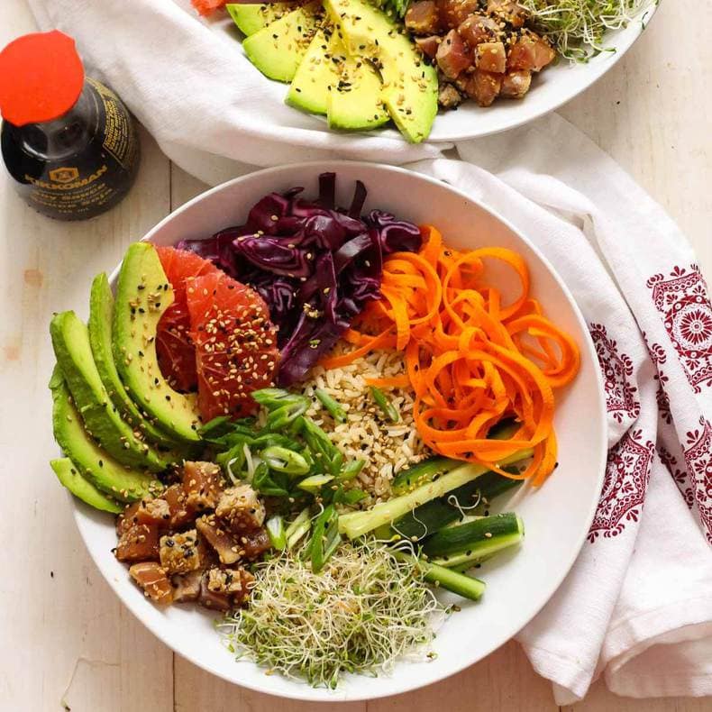 Easy Tuna Steak Poke Bowls - The Girl on Bloor