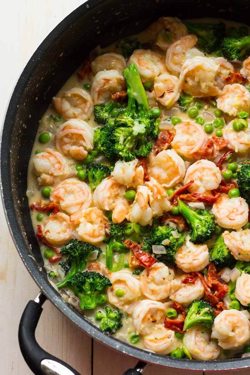 Lighter Pasta Primavera with Shrimp