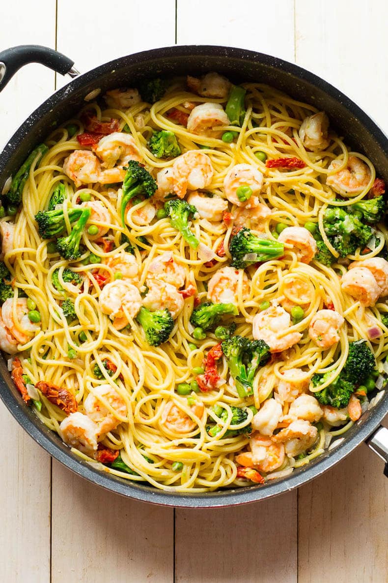 pasta primavera with shrimp