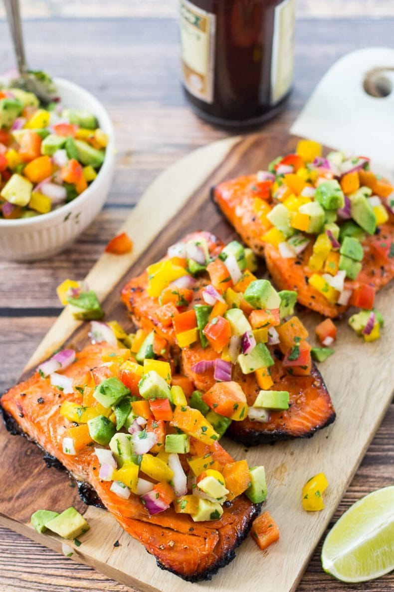 Easy BBQ Salmon with Avocado Salsa