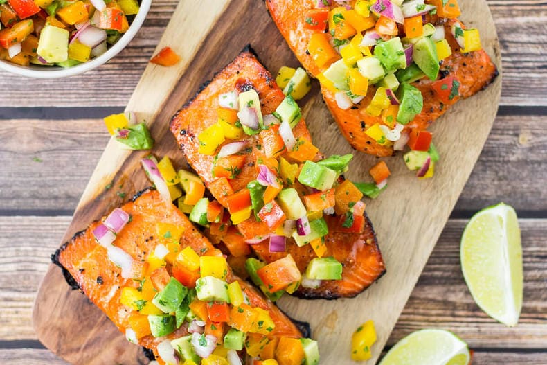 Easy BBQ Salmon with Avocado Salsa