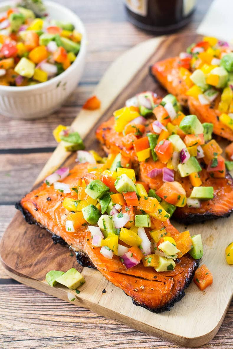 Easy BBQ Salmon with Avocado Salsa