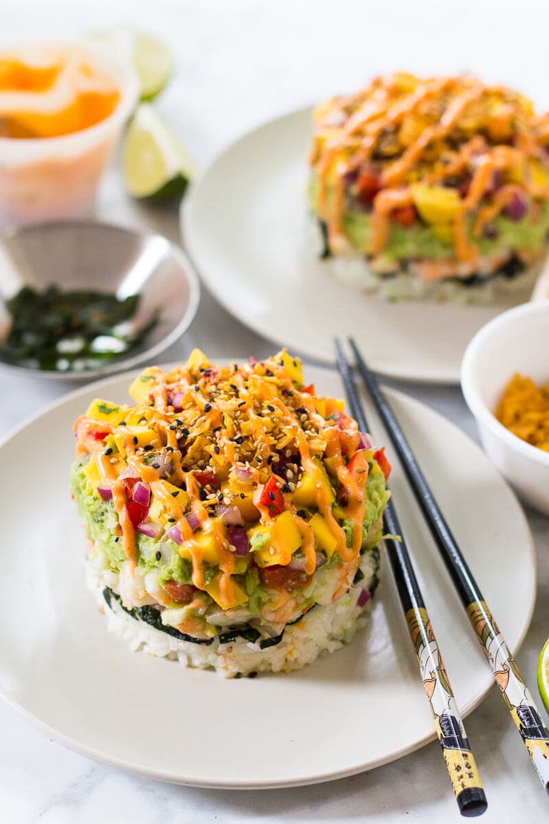 Spicy Shrimp Stack with Mango Salsa