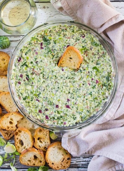 Cheesy Asiago Brussels Sprouts & Kale Dip