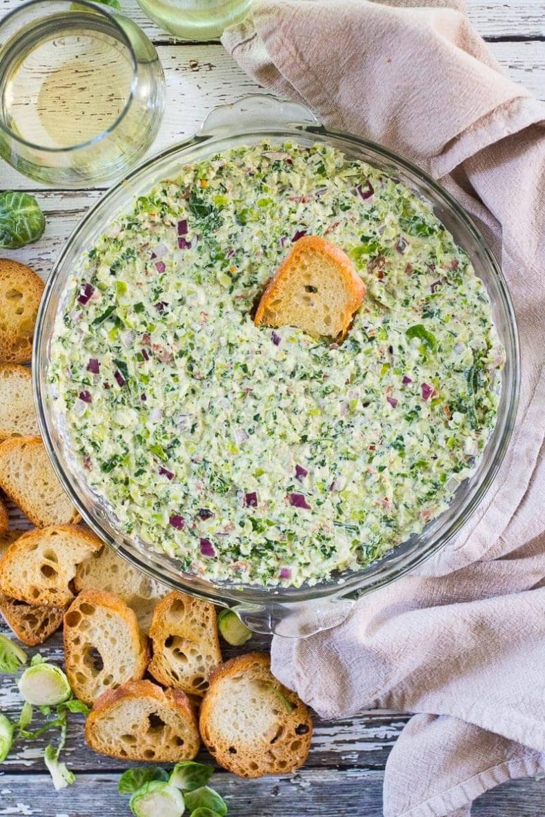 Cheesy Asiago Brussels Sprouts & Kale Dip