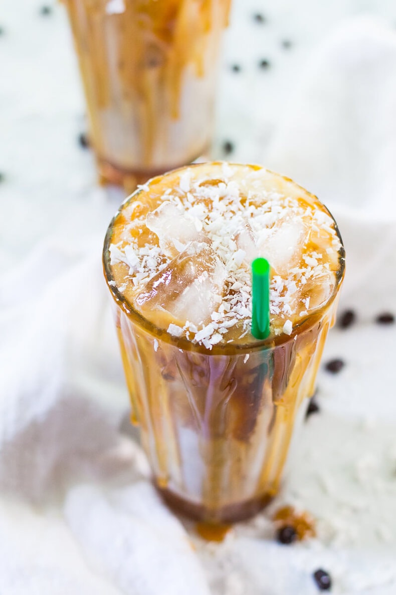 Salted Iced Coconut Milk Caramel Macchiatos (Video!) The Girl on Bloor