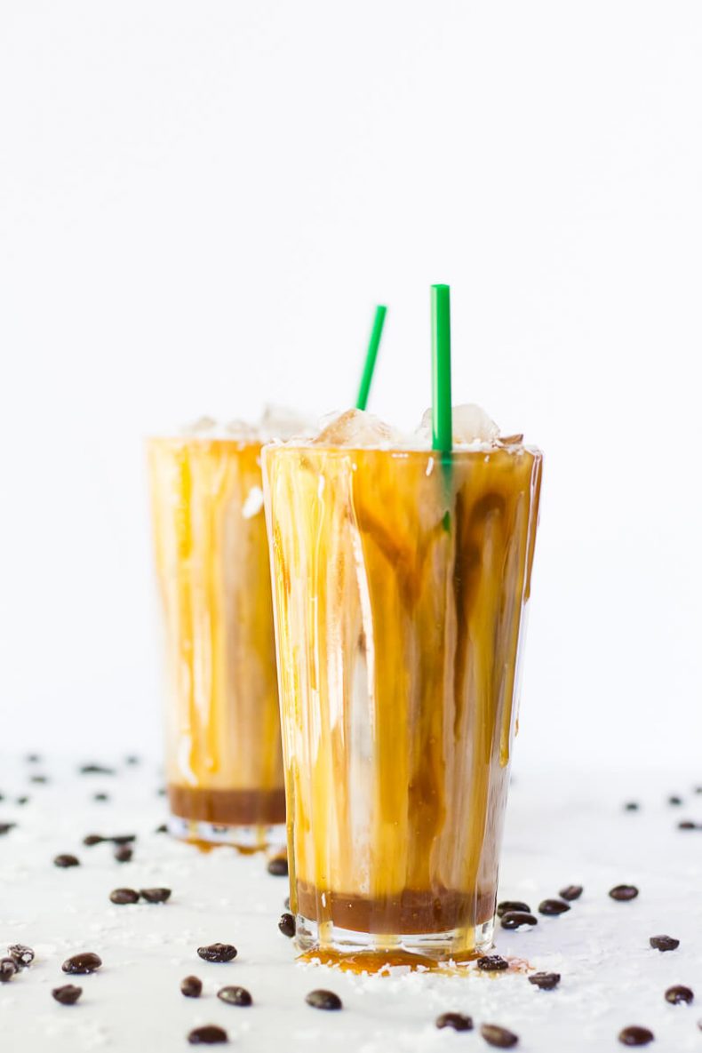 Iced Coconut Milk Caramel Macchiatos