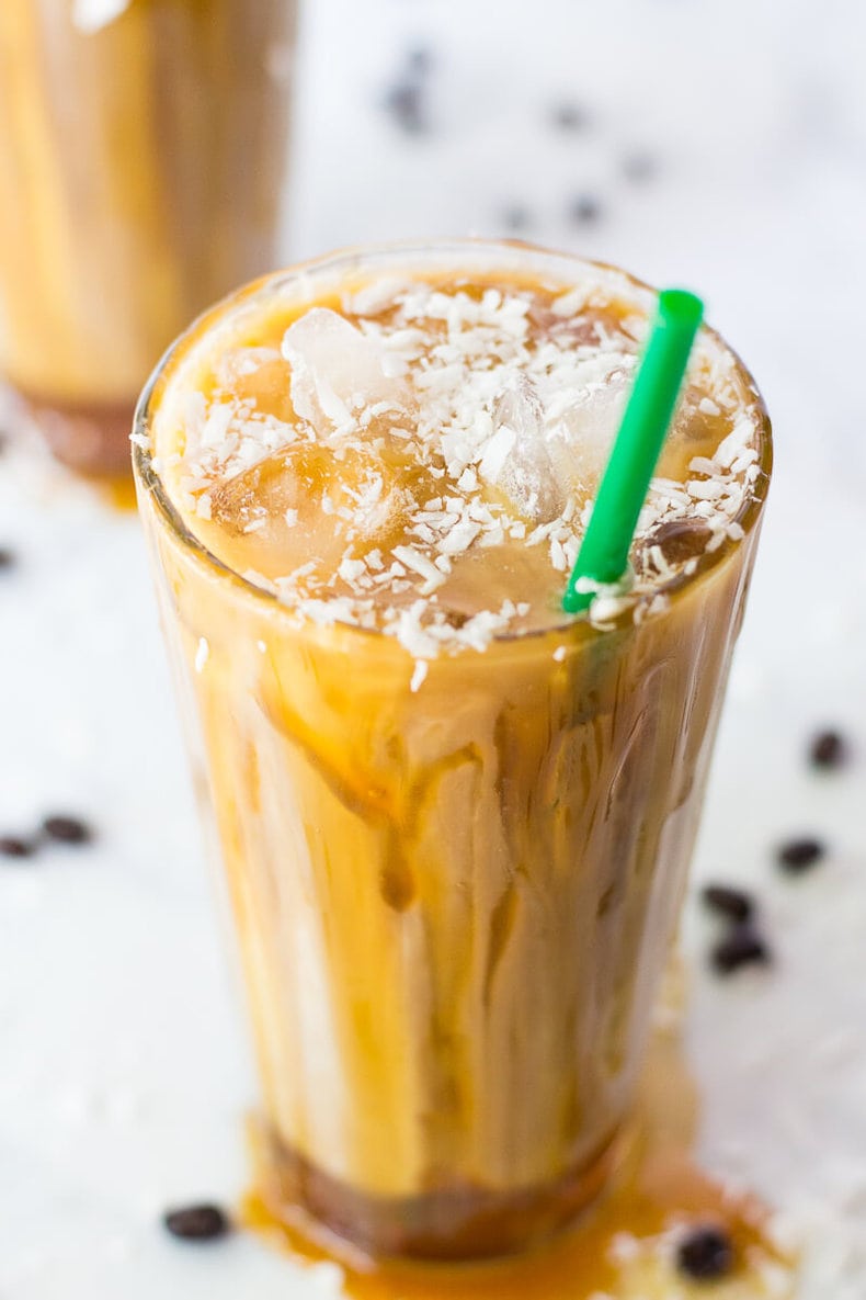 Iced Coconut Milk Caramel Macchiatos