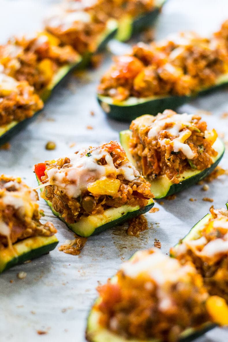 Mini Vegetarian Tex Mex Stuffed Zucchini Boats