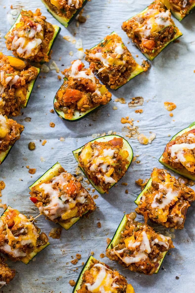 Mini Vegetarian Tex Mex Stuffed Zucchini Boats