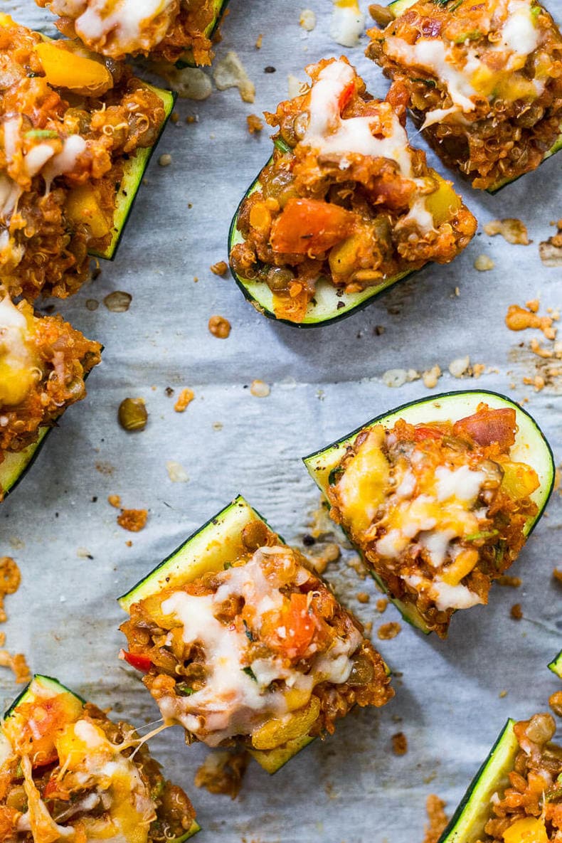 Mini Vegetarian Tex Mex Stuffed Zucchini Boats