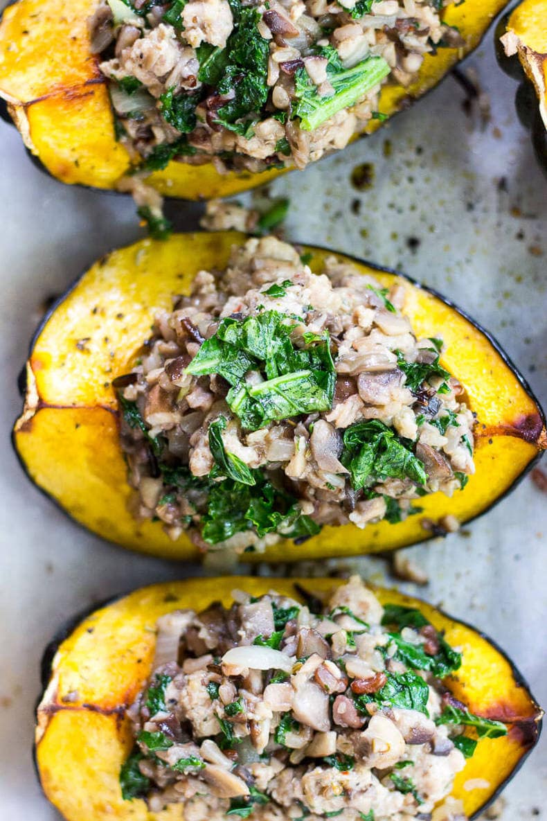 Sausage & Mushroom Stuffed Acorn Squash