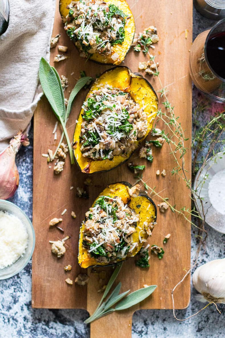 Sausage & Mushroom Stuffed Acorn Squash