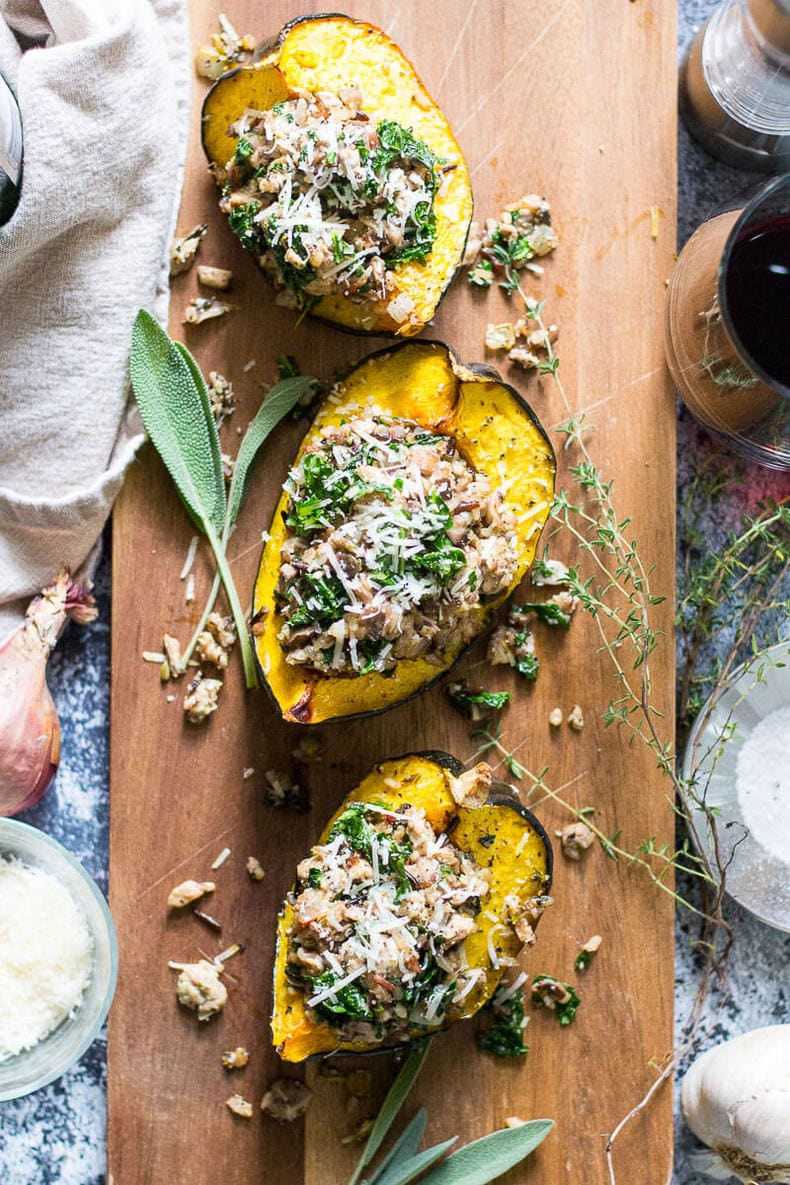 Sausage & Mushroom Stuffed Acorn Squash