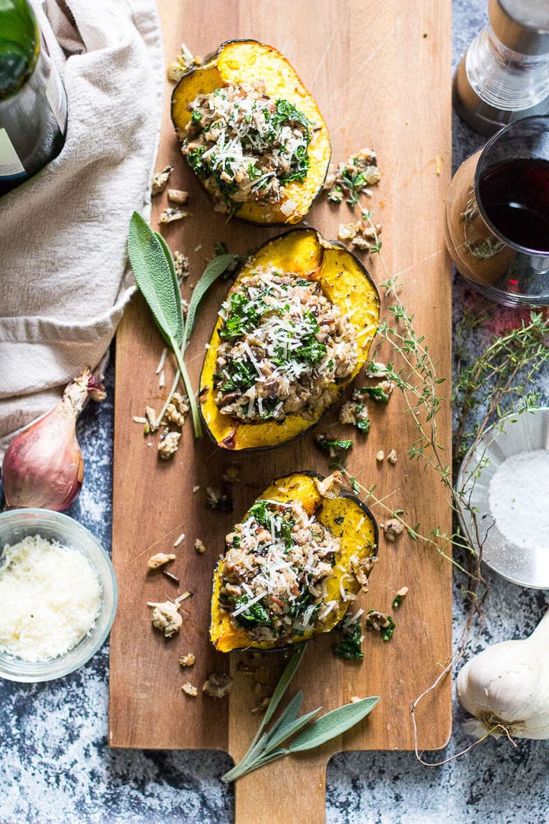 Sausage & Mushroom Stuffed Acorn Squash