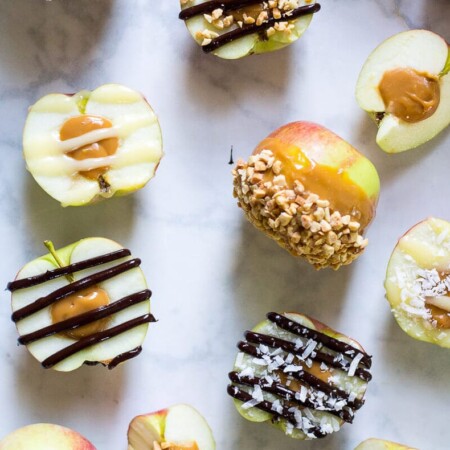 Stuffed Caramel Apples with Chocolate Drizzle