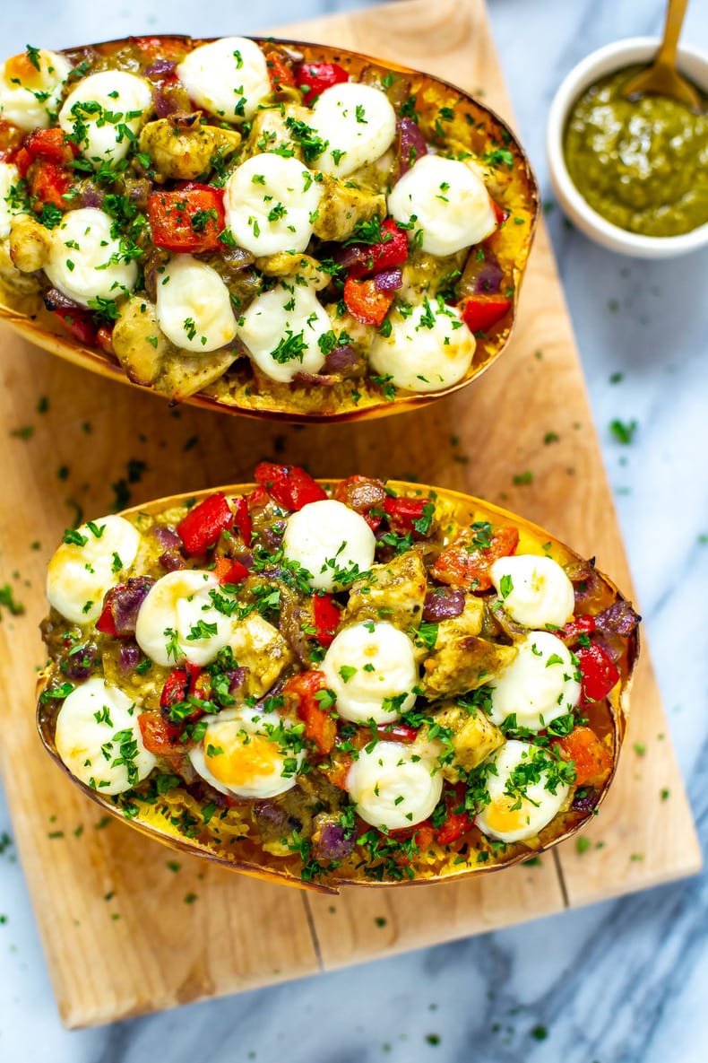 Chicken Pesto Spaghetti Squash