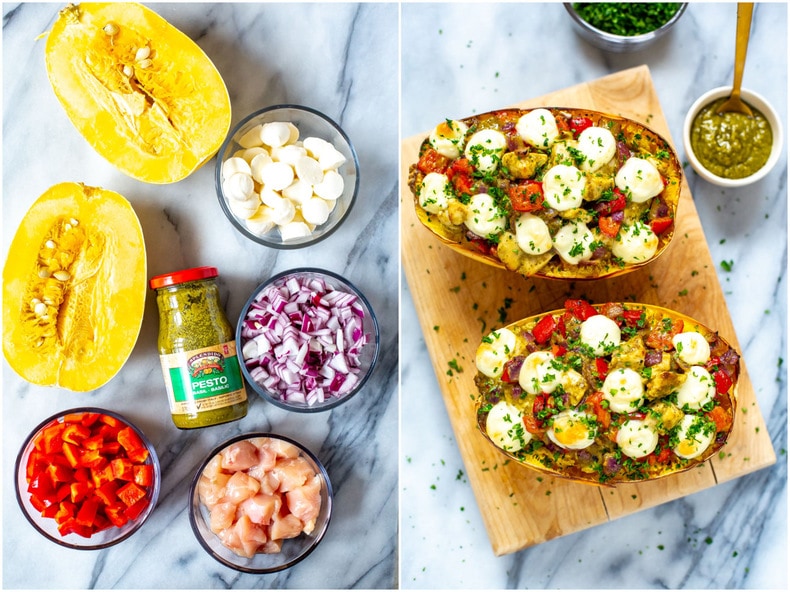 Chicken Pesto Spaghetti Squash