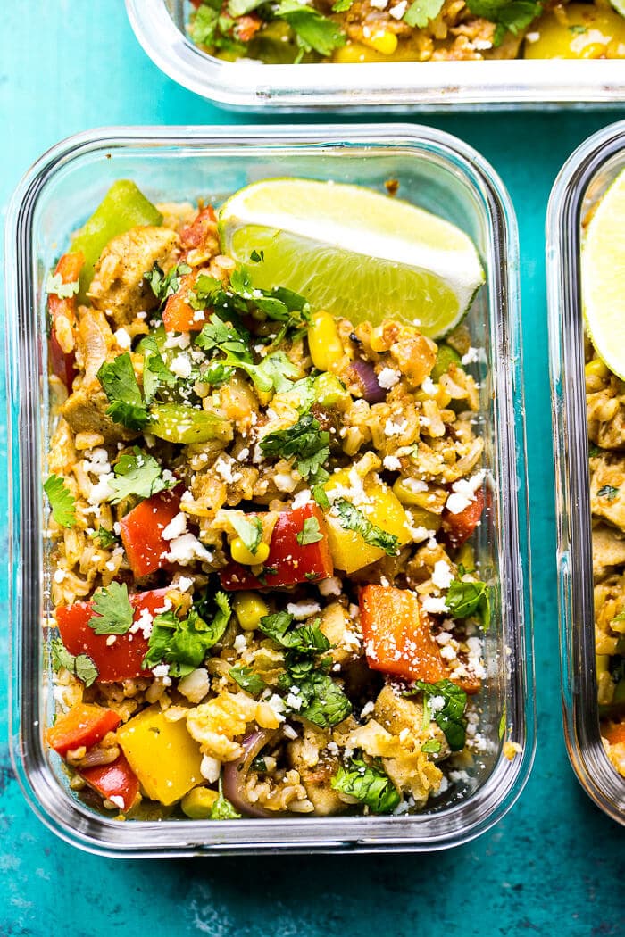 Meal Prep Fiesta Chicken Rice Bowls