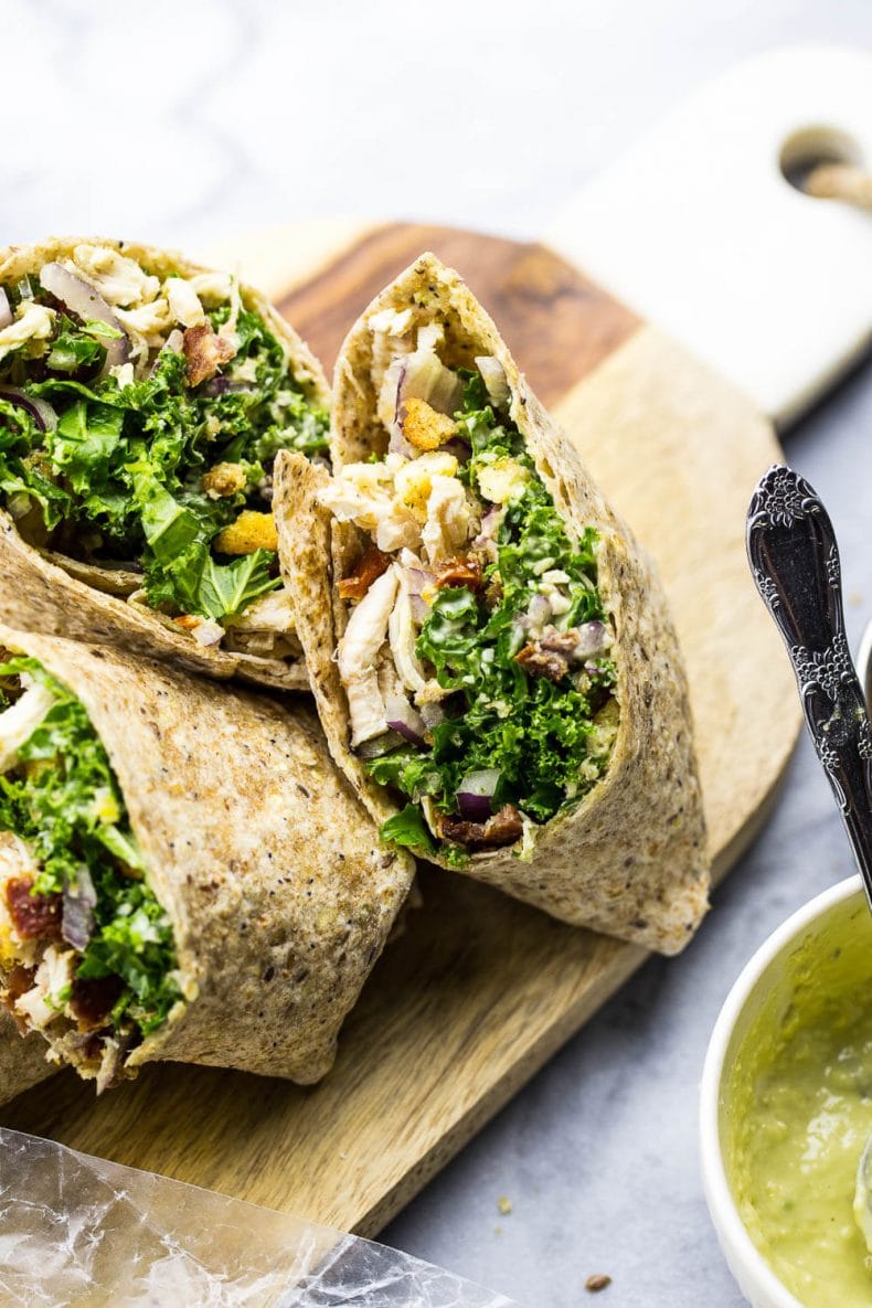 Chicken and Kale Caesar Wraps