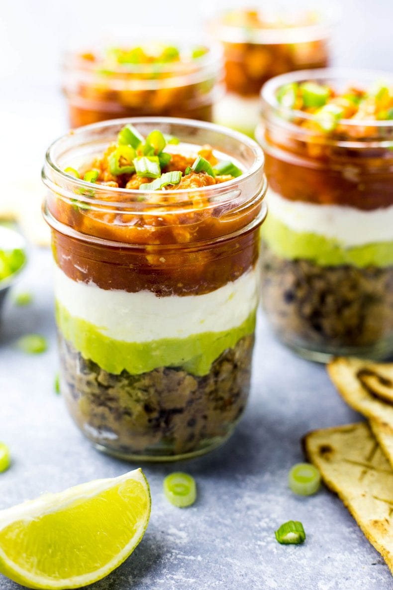 Mini Buffalo Chicken Salsa Dip Jars