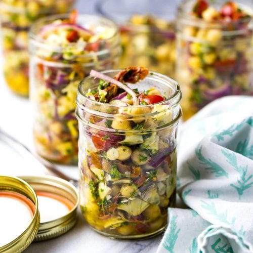 Easy Mediterranean Chickpea Salad Jars