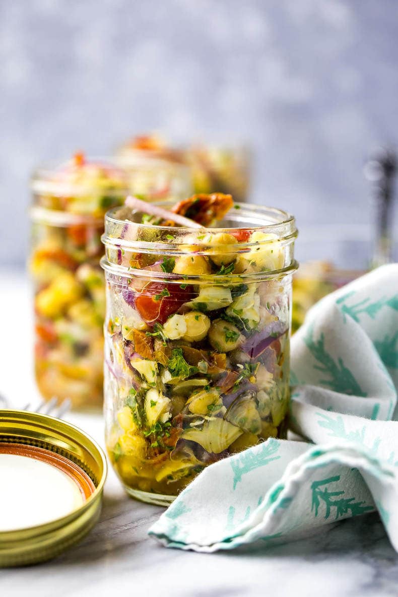 Mediterranean Chickpea Salad Jars61 The Girl on Bloor