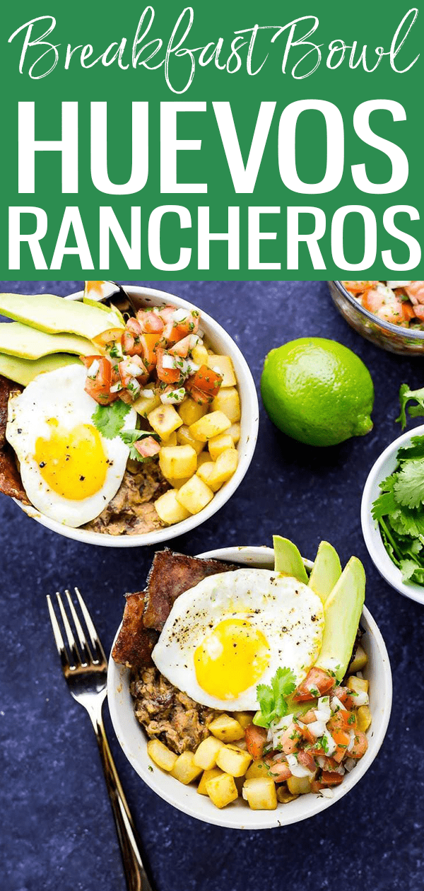 These Huevos Rancheros Breakfast Bowls are a delicious brunch idea made healthier – they can also be used for your weekly meal prep! #huevosrancheros #breakfastbowls