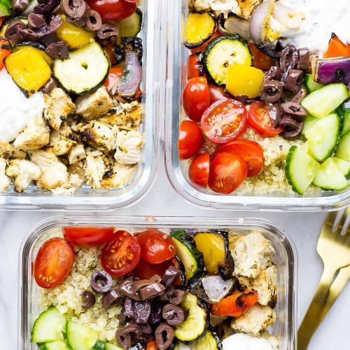 Meal Prep Chicken Souvlaki Bowls