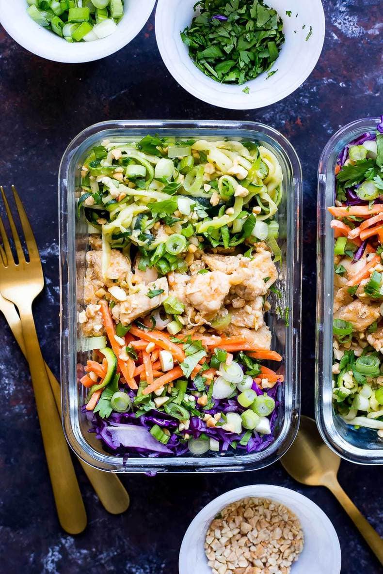 Spiralized Zucchini Pad Thai Bowls {Low-Carb} - The Girl on Bloor