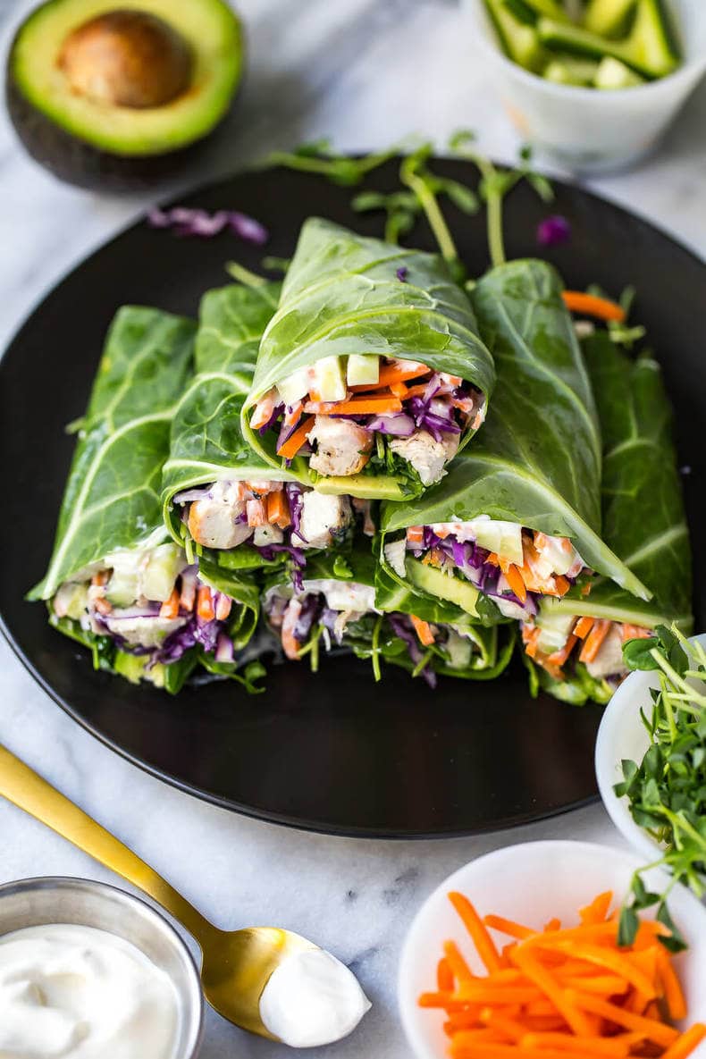 Buffalo Chicken Collard Green Wraps  Whole30, Keto, Low-Carb - A Girl  Called Adri