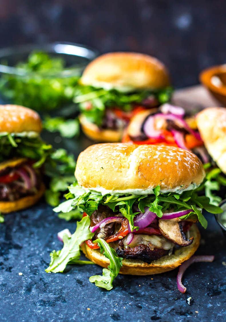 Mediterranean Portobello Beef Burgers