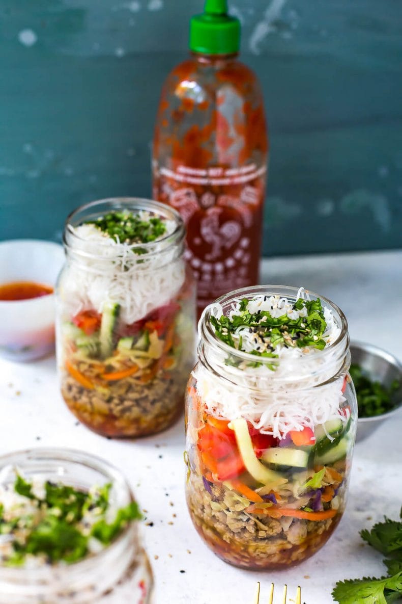 MEAL PREP Turkey Spring Roll Jars • Healthy Spring Roll Bowl