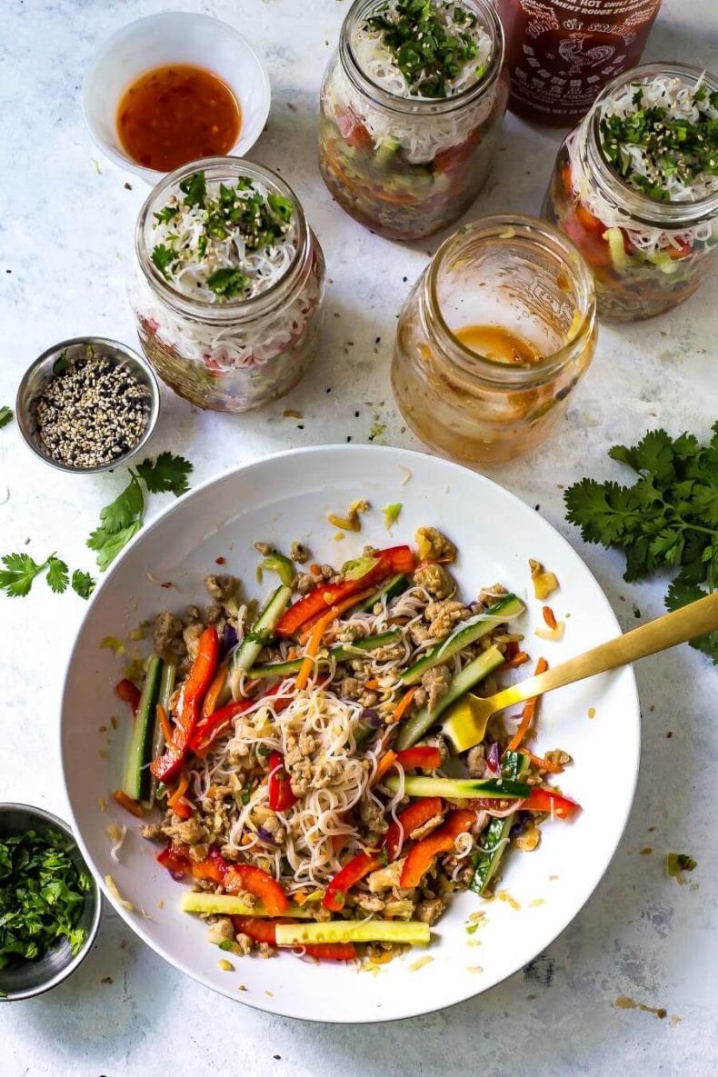 MEAL PREP Turkey Spring Roll Jars • Healthy Spring Roll Bowl