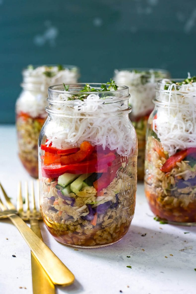 MEAL PREP Turkey Spring Roll Jars • Healthy Spring Roll Bowl