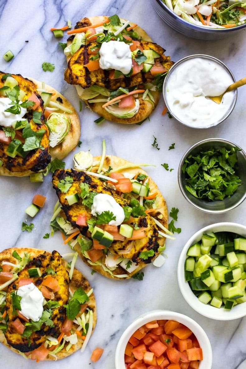 Tandoori Chicken Naan Burgers