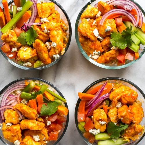 Meal Prep Buffalo Chicken Burrito Bowls