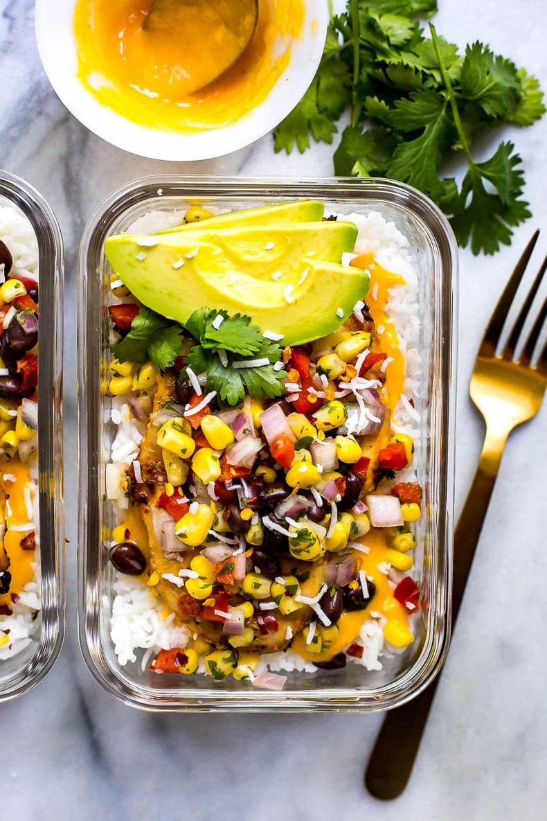 Coconut Mango Chicken Meal Prep Bowls