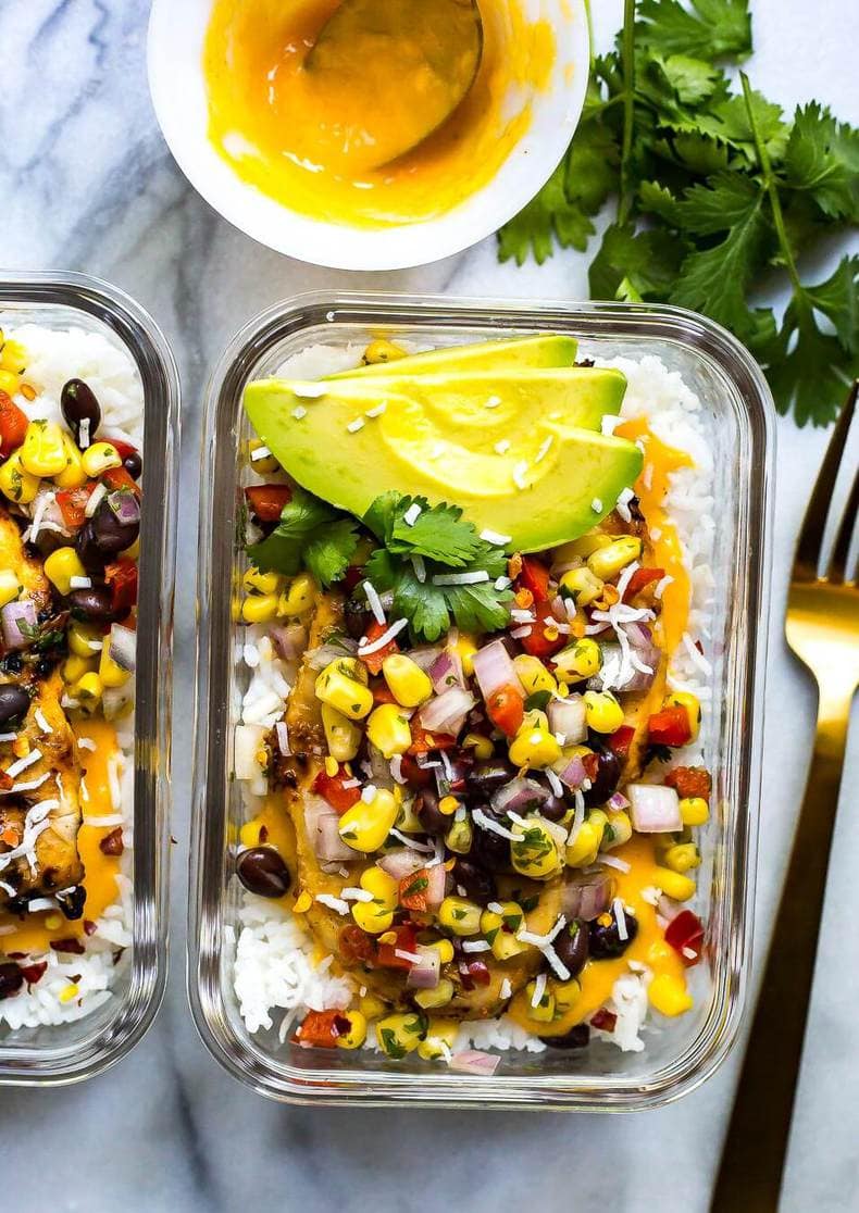 Coconut Mango Chicken Meal Prep Bowls